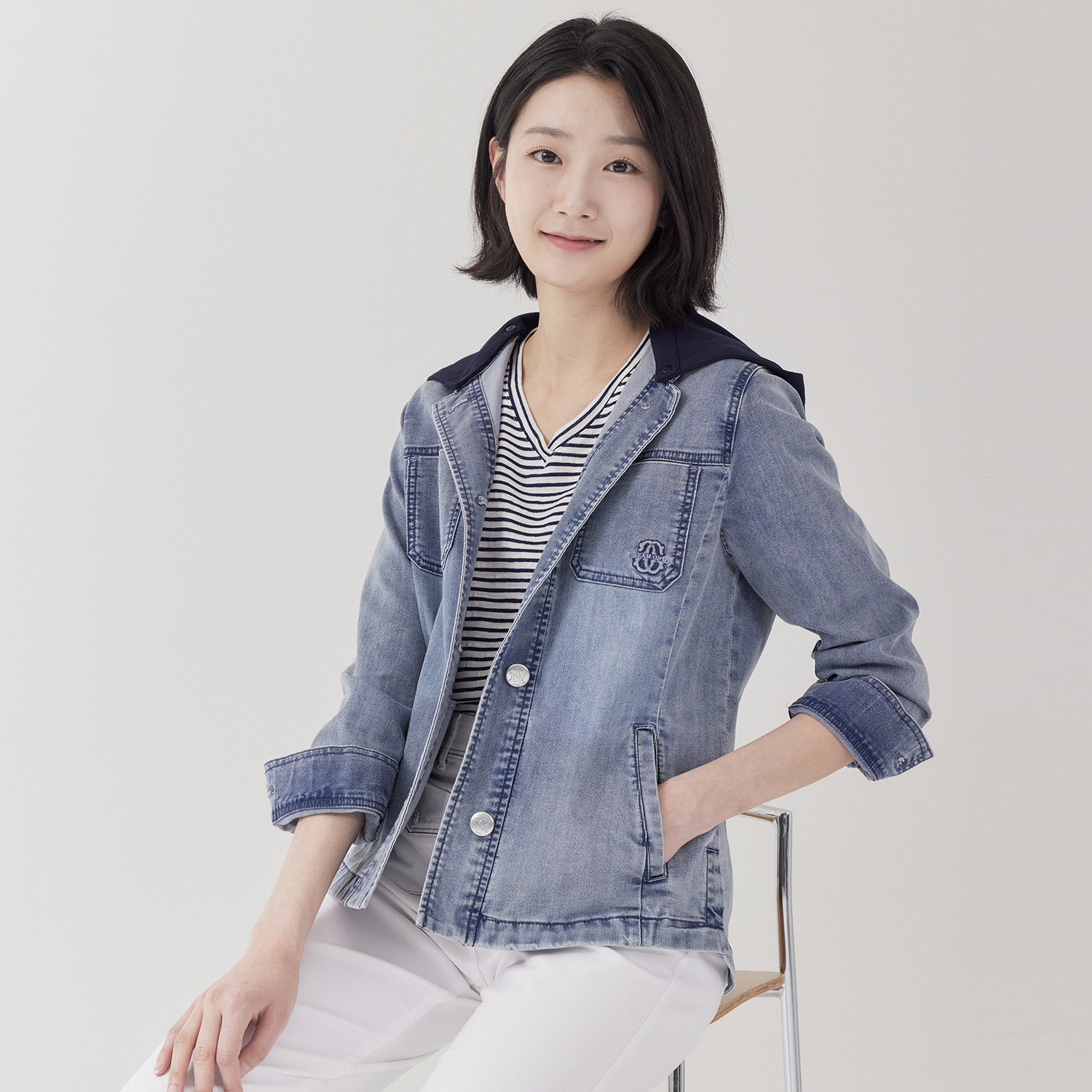 져지후드 데님 자켓 LCJKP321_BL