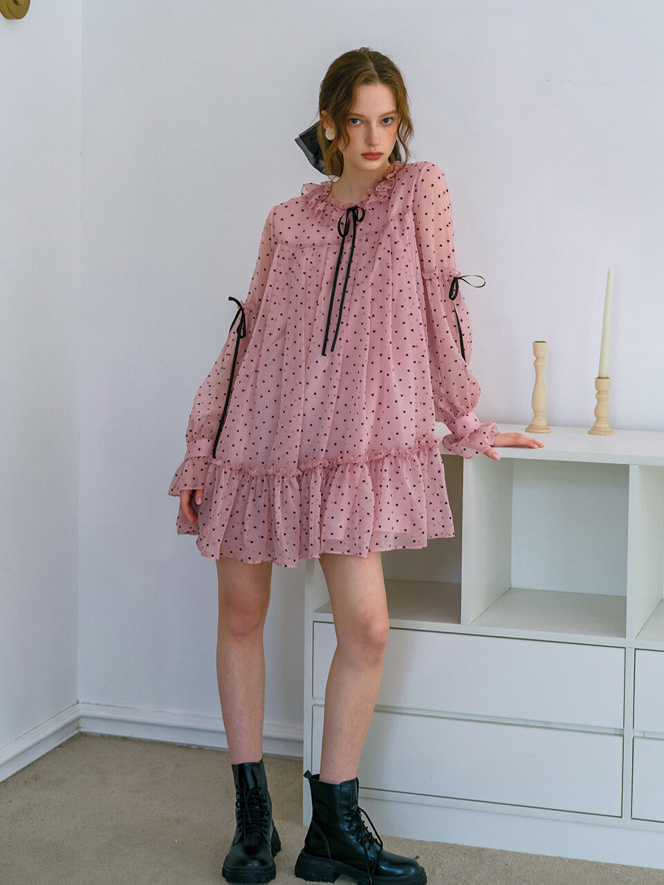 Cest_Heart dot mini dress