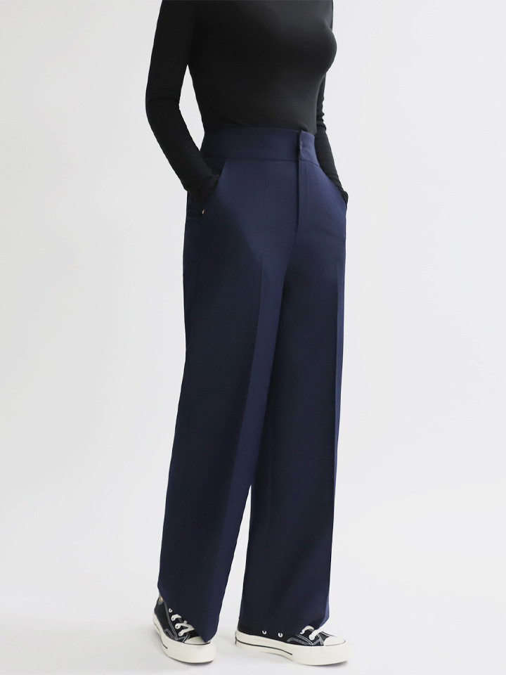 여성 와이드 슬랙스 스판 하이웨스트 베이직 정장팬츠 LPAP053