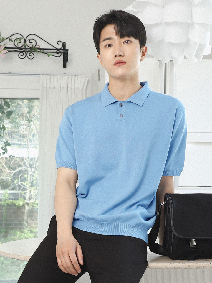 남성 여름 무지 카라티 반팔니트 BRE044