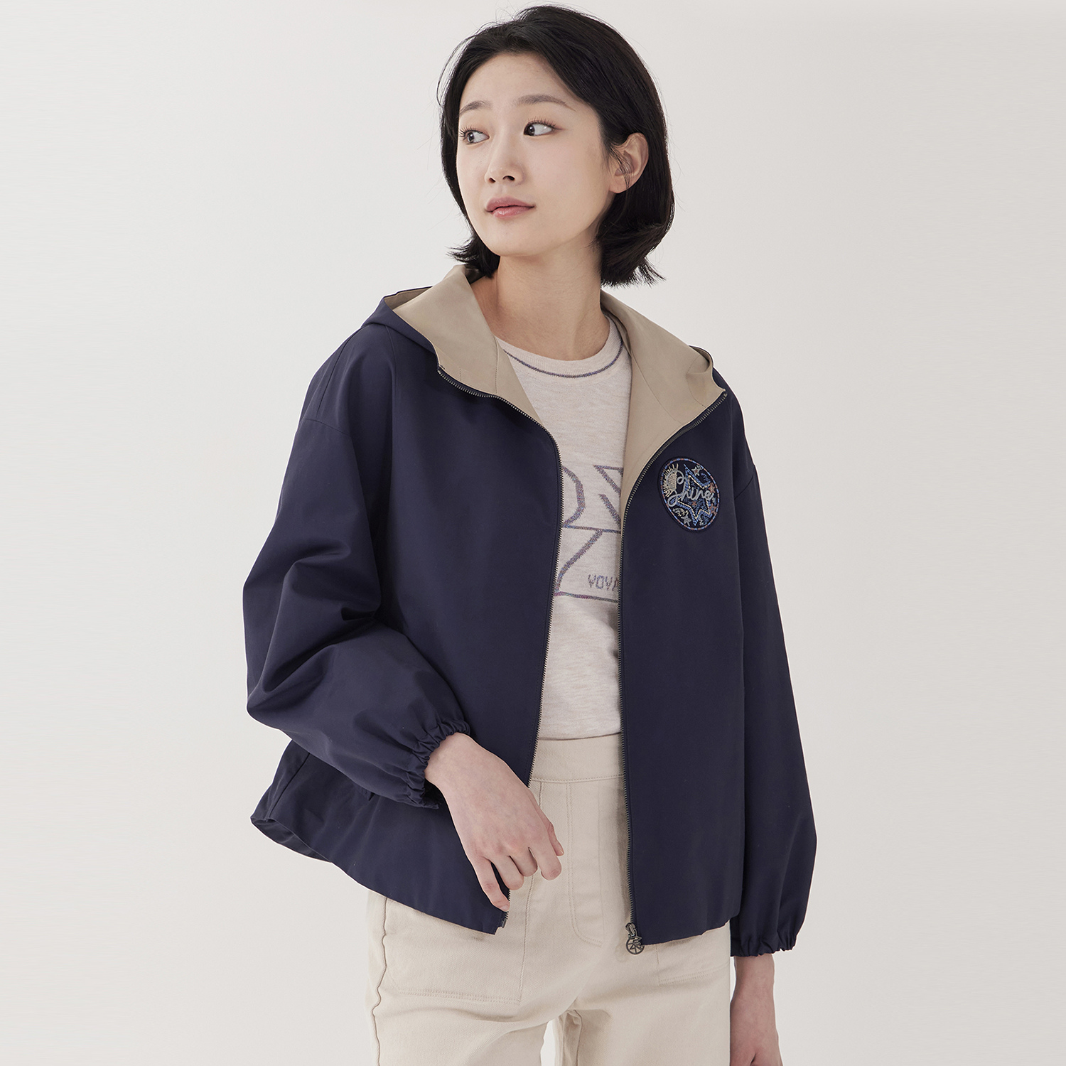 (2컬러) 후드프린트 볼륨 코트 LCCAP227