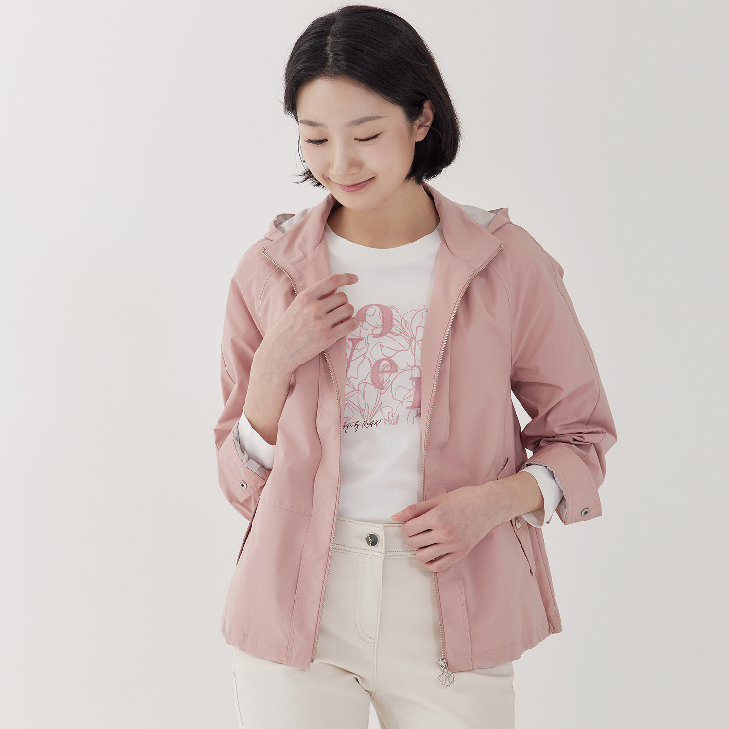 (2컬러) 폴리 배색후드 코트 LCCAP226