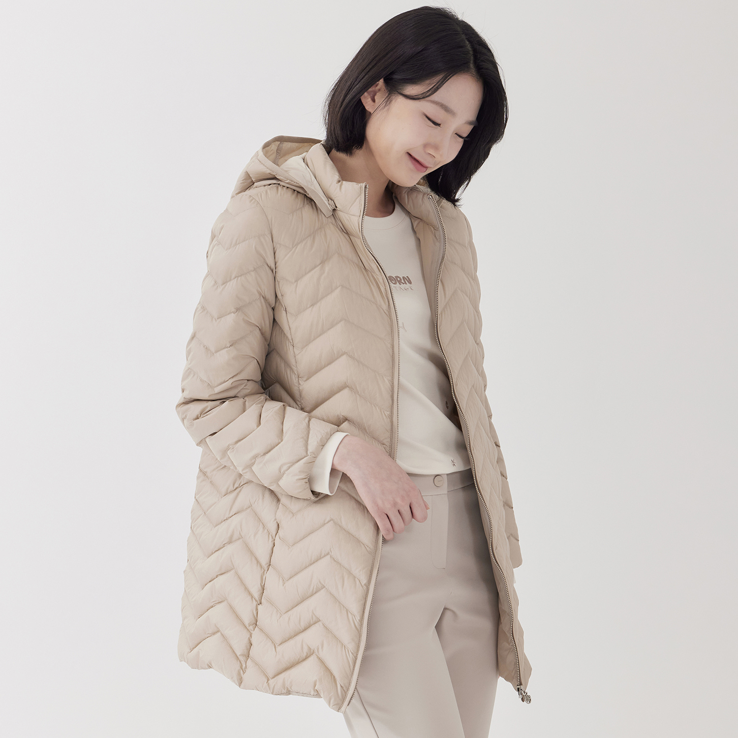 (2컬러) 후디 덕다운 경량패딩 LSLWP151