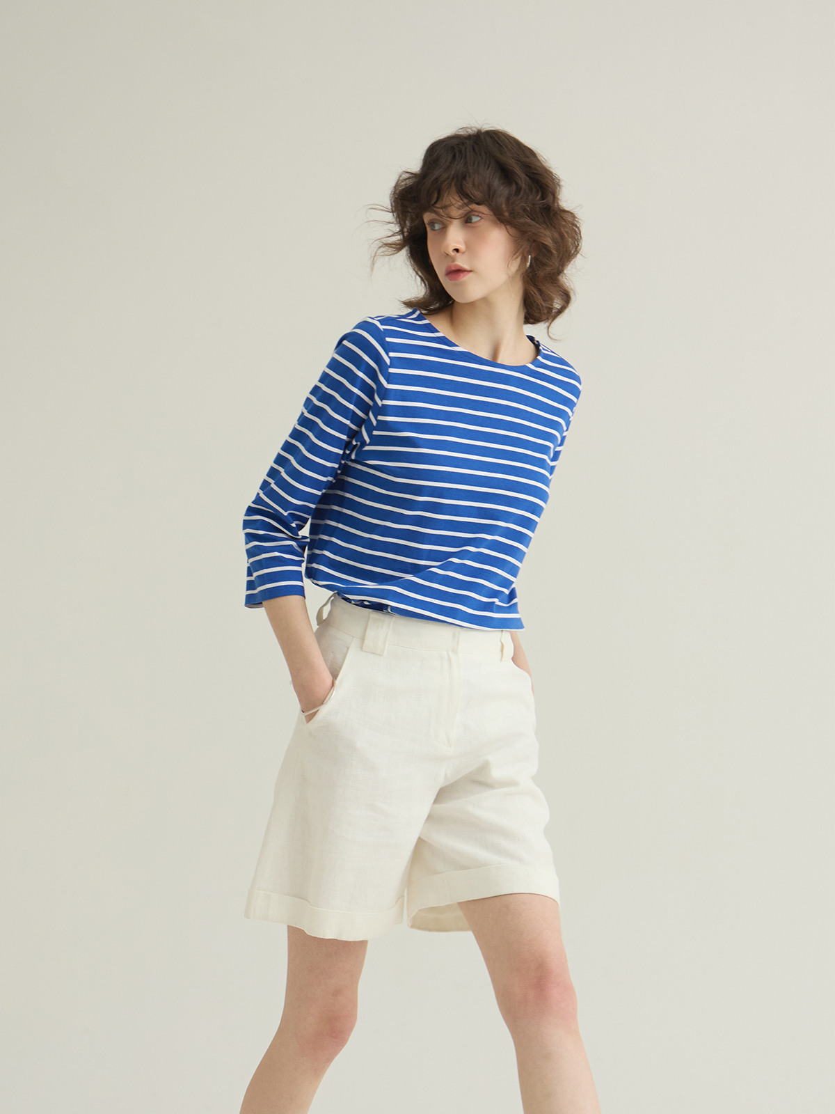 여성 7부 스트라이프 티셔츠 (4 color)