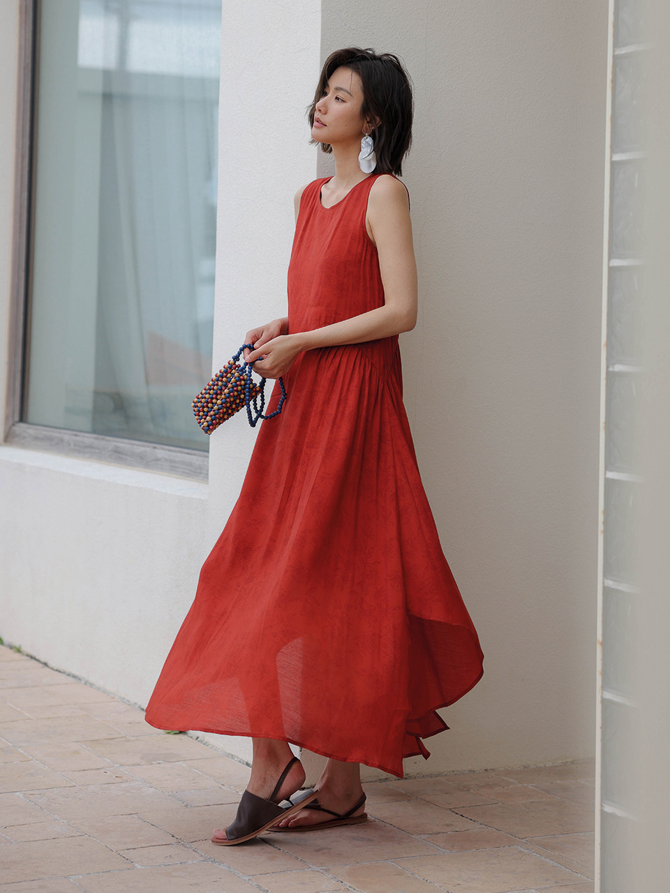 LS_Stitching irregular long dress