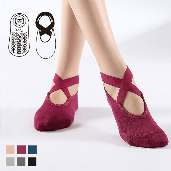 크로스스트랩 논슬립 여성용요가양말 3족1세트 304575