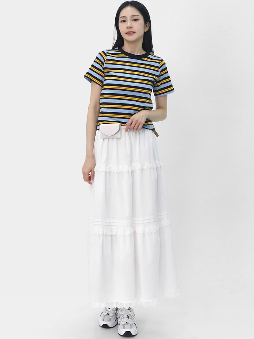 LCATE 여성 롱치마 여름 밴딩스커트 플레어 레이스 편한 캉캉치마 LDORP002| 굿 셀렉션, 굿 서비스 굿웨어몰