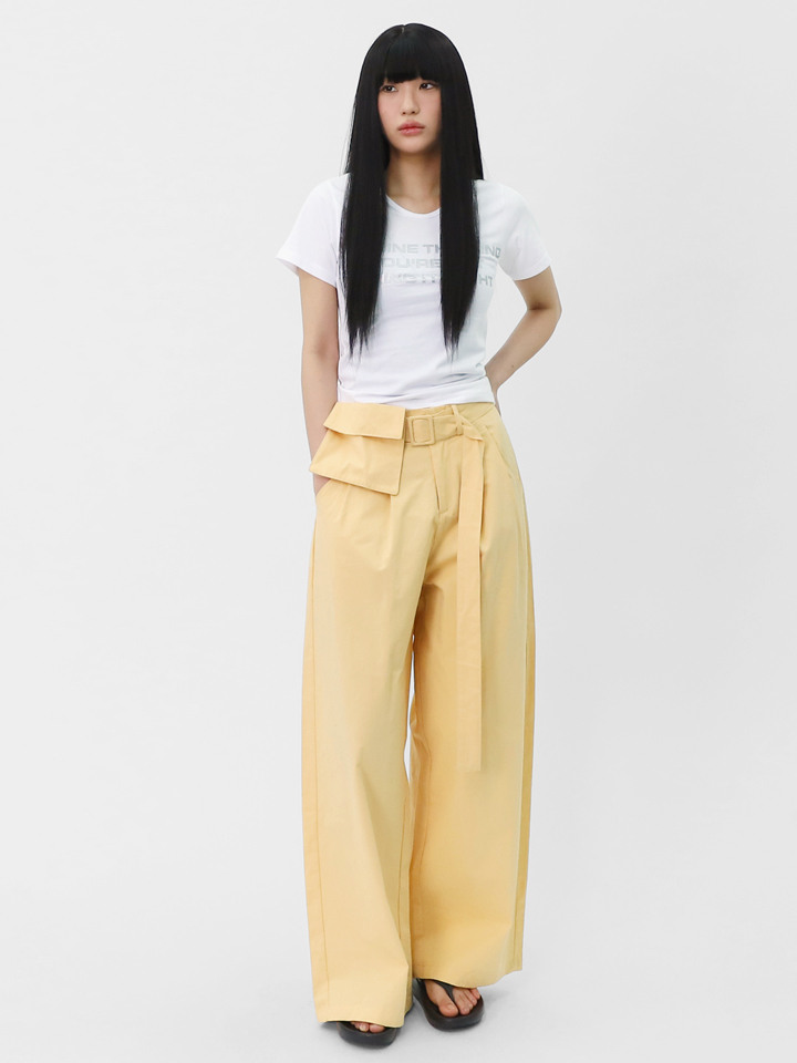 여자 사이드 포켓 와이드팬츠 루즈핏 면바지 SLEE017