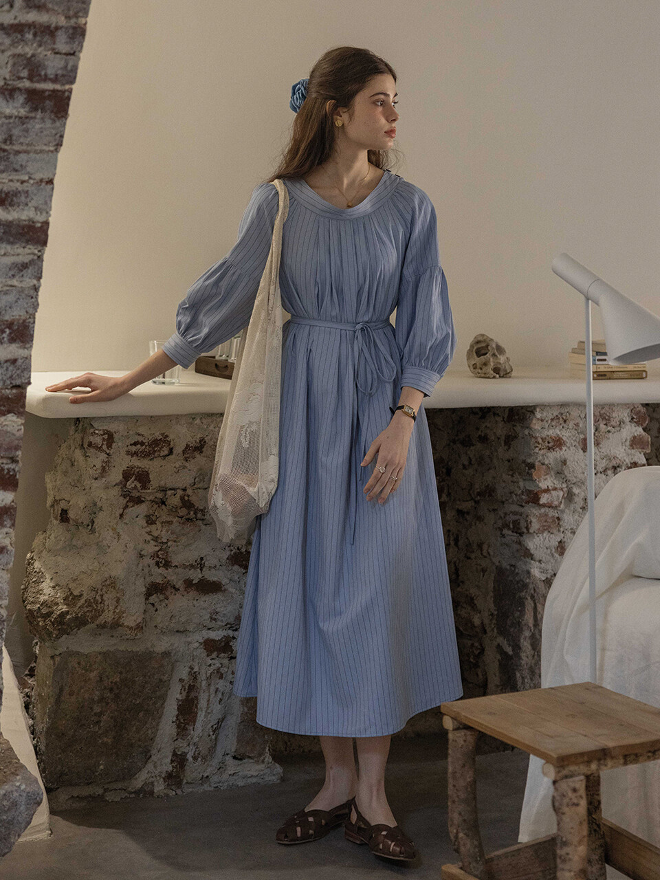DA_Collar raglan sleeves dress_BLUE