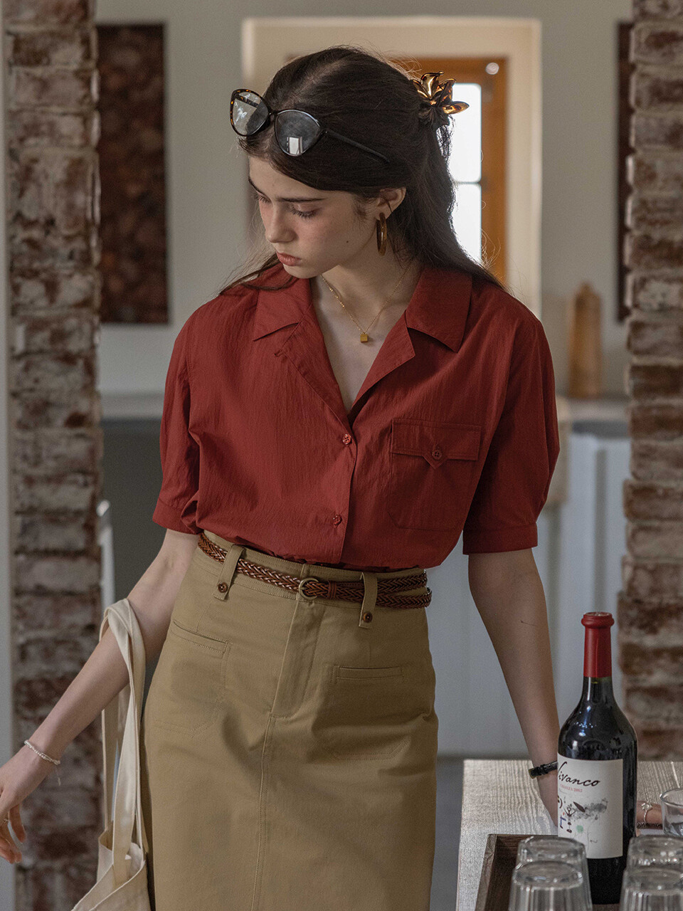 DA_Brocade texture feeling shirt_2color