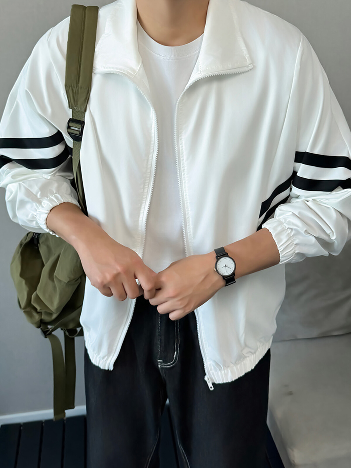 [2PACK] 사선 라인 바람막이 (2color)