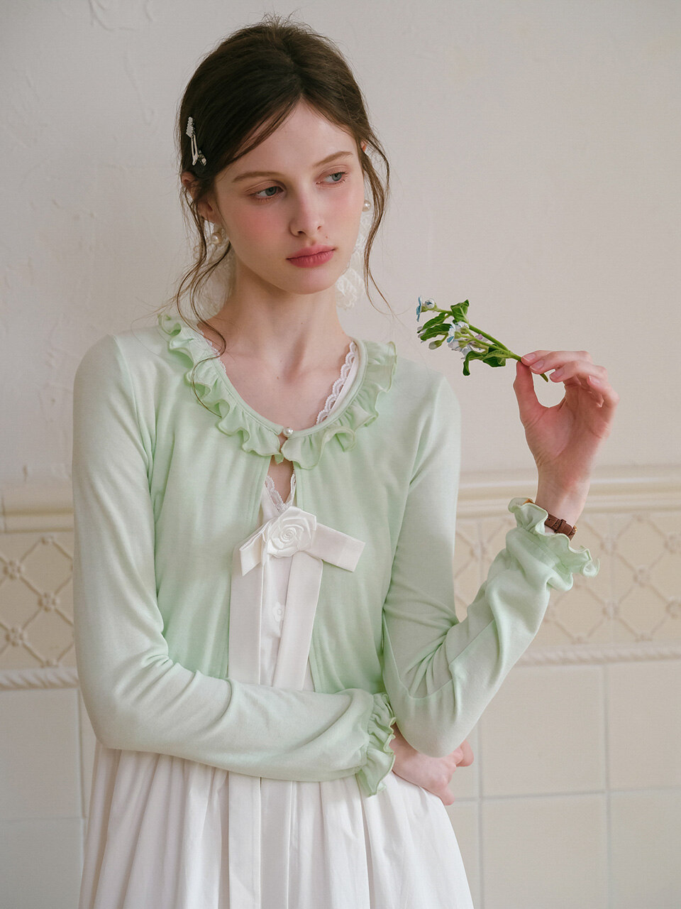 Cest_Frill cropped cardigan