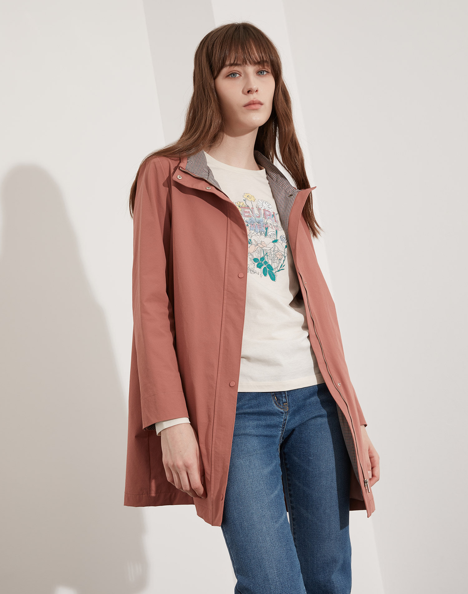 [데일리스트] 체크 배색 트렌치_MDBEB3Y8211