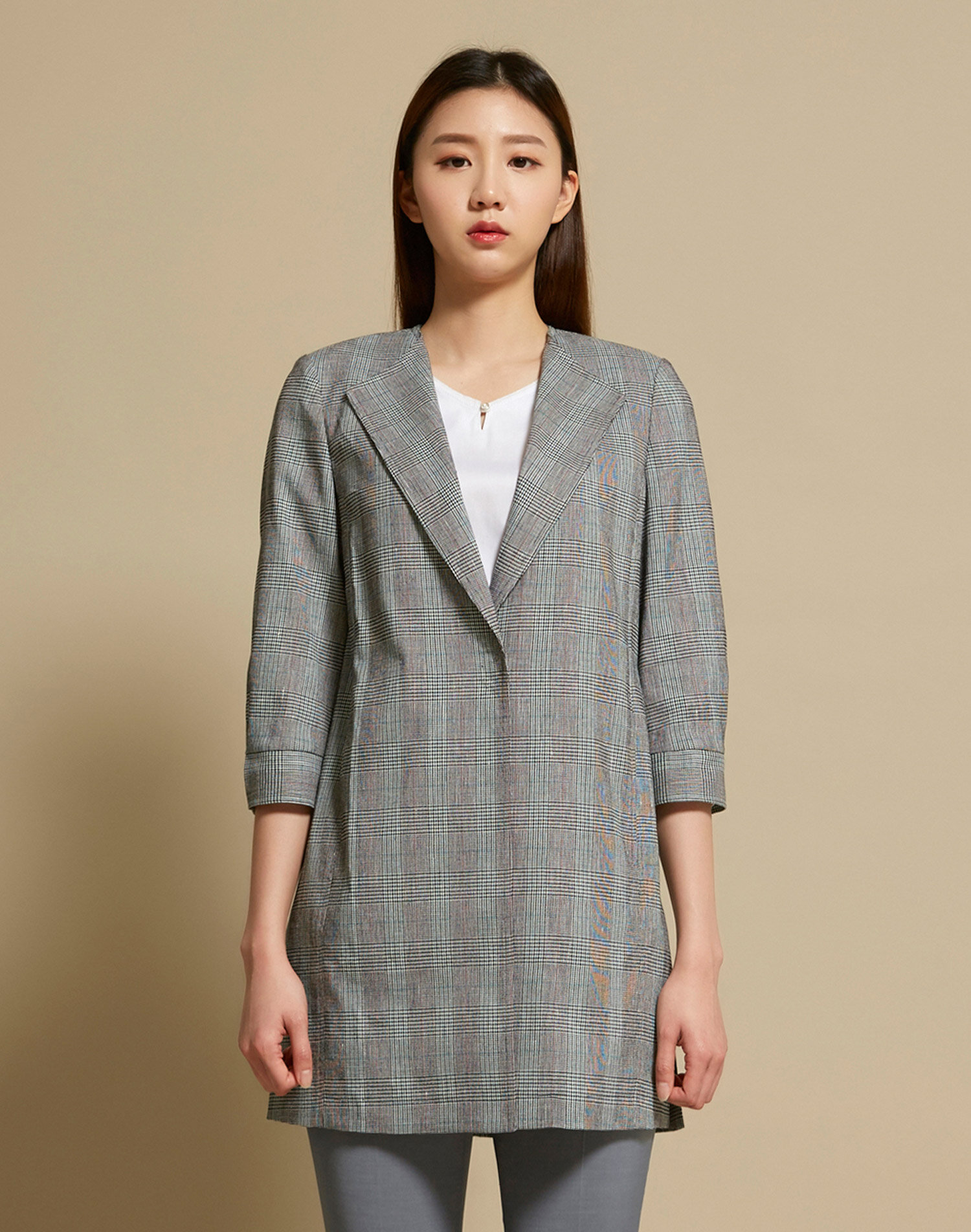 노카라 체크 자켓_VOCFUWM3271