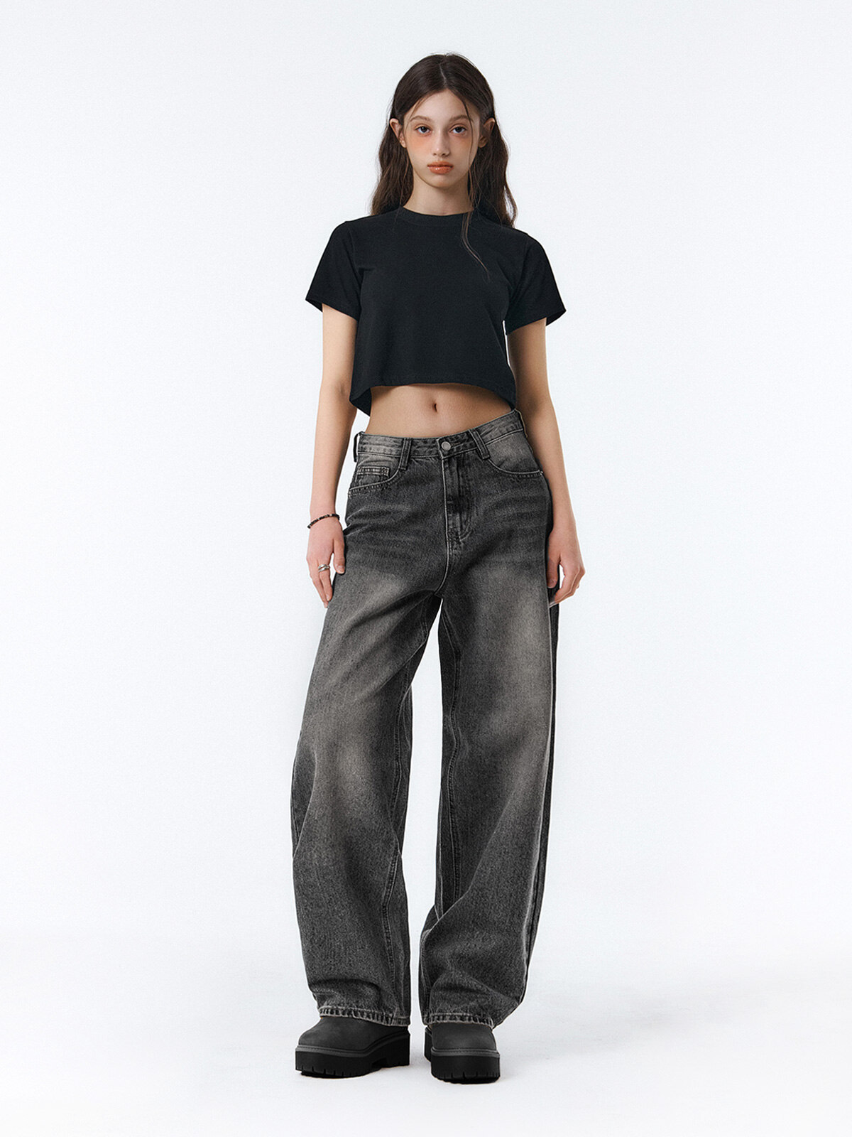 BTB : BREEZE WASHING JEANS ASH CHARCOAL