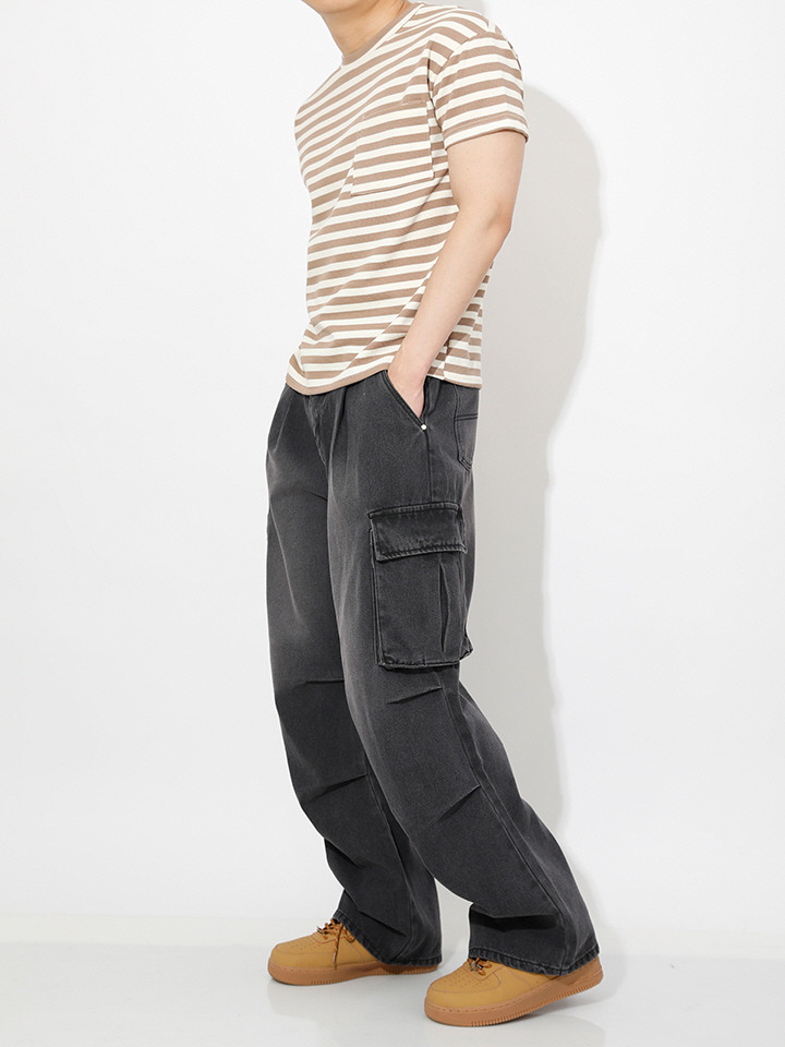 HIP 파라슈트 원턱 카고 데님 팬츠 H5003 YYD1026