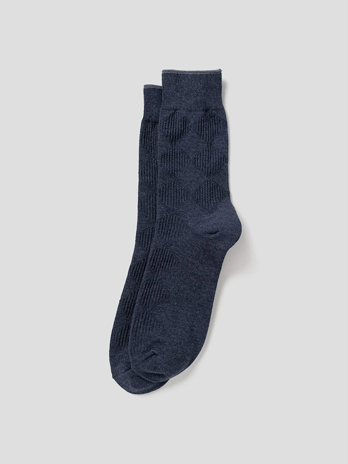 아가일체크 솔리드 롱 삭스  네이비