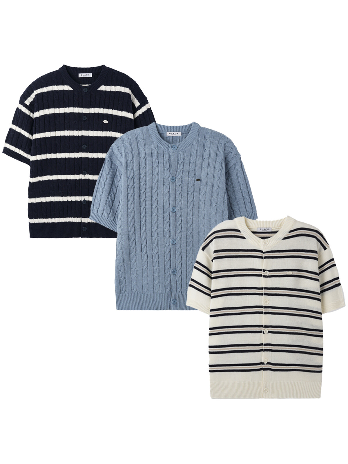 [5종모음] 스트라이프 꽈배기 라운드 여름 반팔 가디건