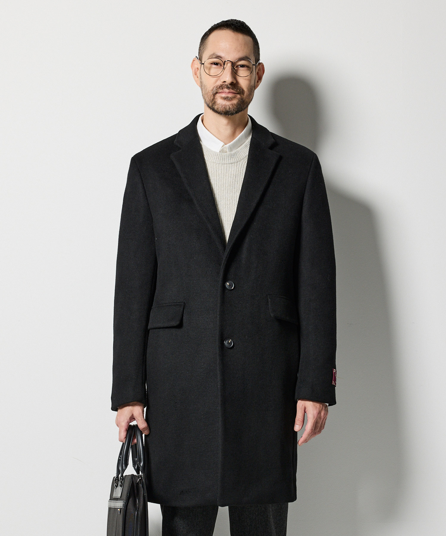 캐시미어 덕다운 내피 코트_블랙 (베이직핏)_SCTUD01NSB