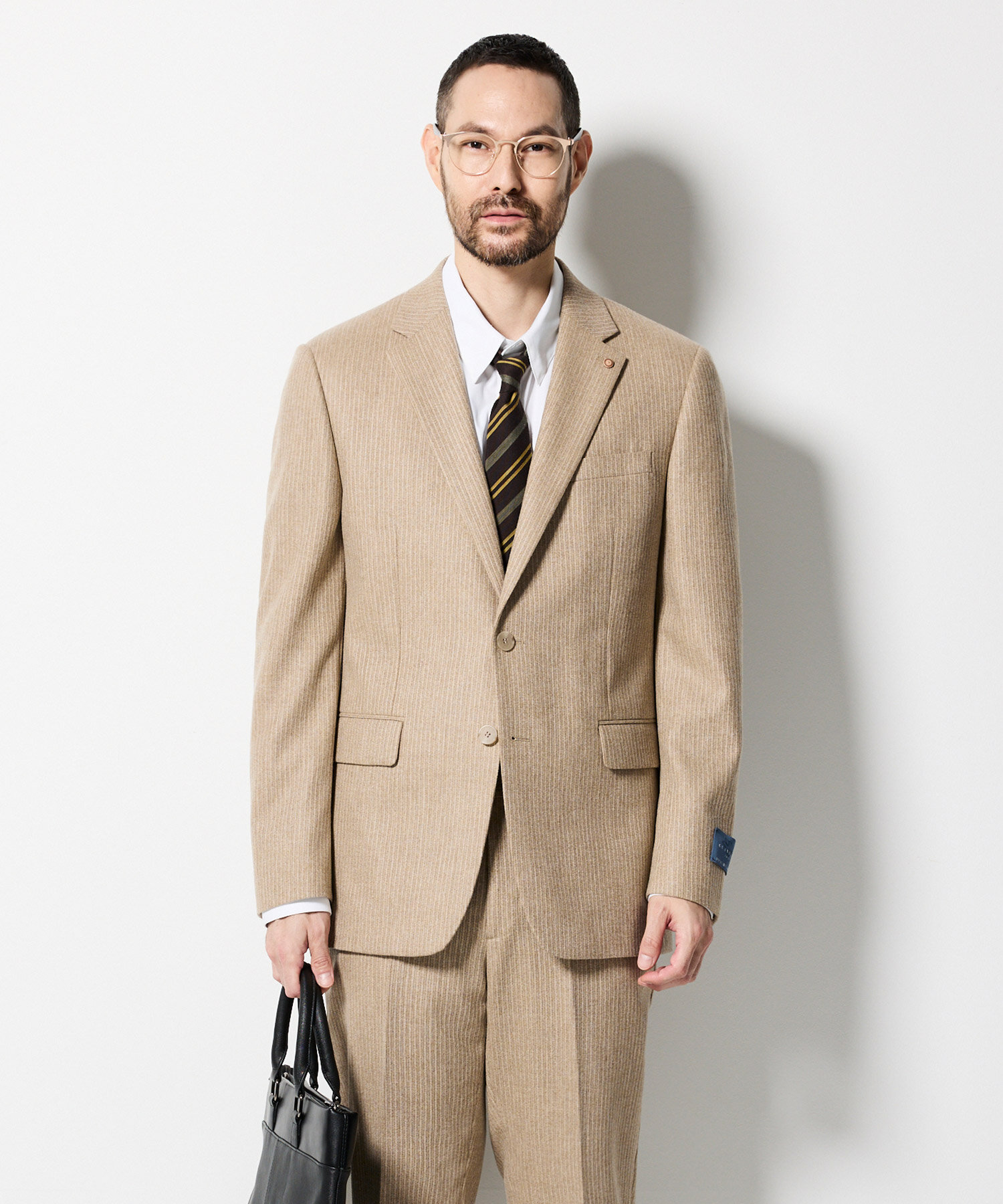 ITALY GUABELLO 울 100% 골조직 수트_베이지 (클래식핏)_SSJVD95SET