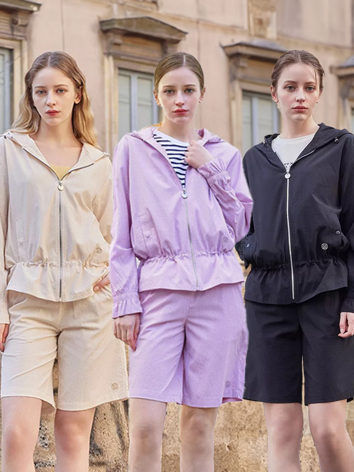 25SS 여성 시어서커 셋업 3종(후드집업+롱팬츠+하프팬츠)