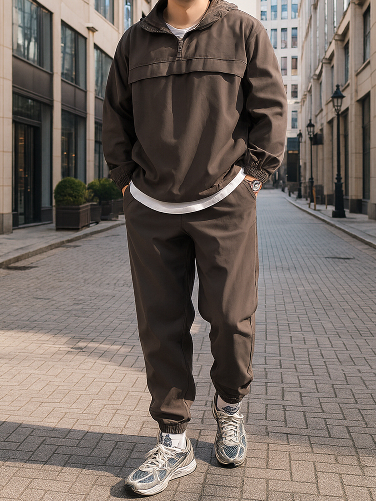 우븐 후드 아노락 트레이닝 세트(4color M-4XL)