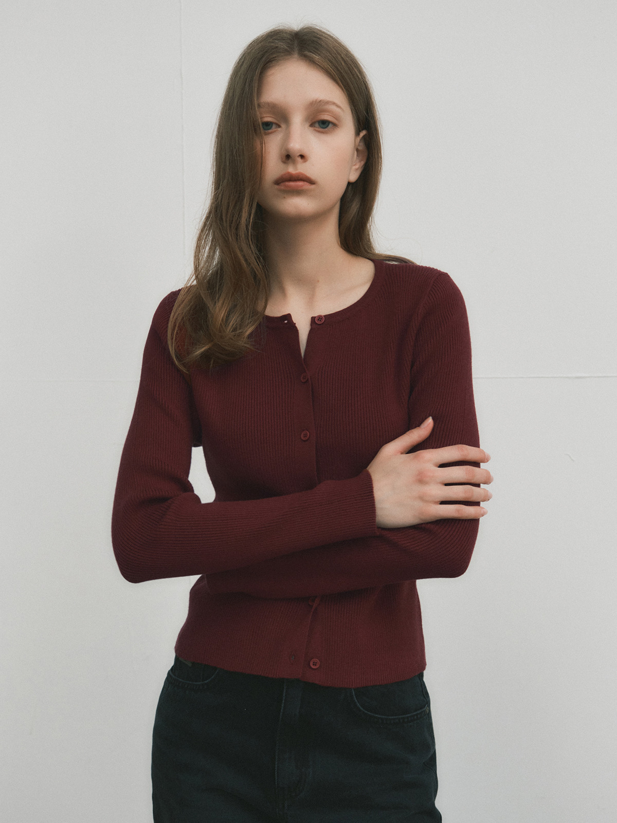 워셔블 시어 니트 가디건_BURGUNDY(WC25-KN35)