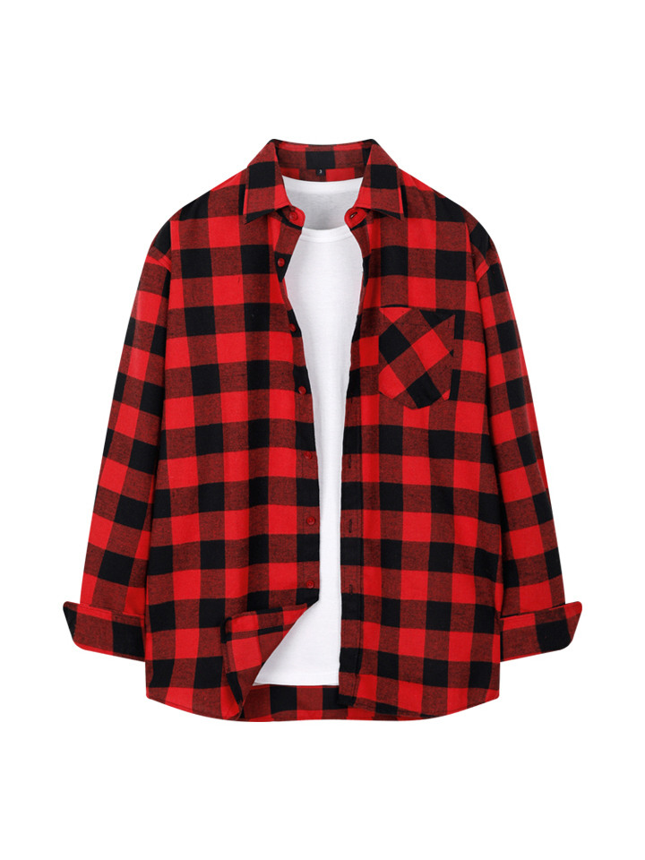 4컬러 오버핏 사각체크 긴팔 셔츠 HA-1003 PRO1003