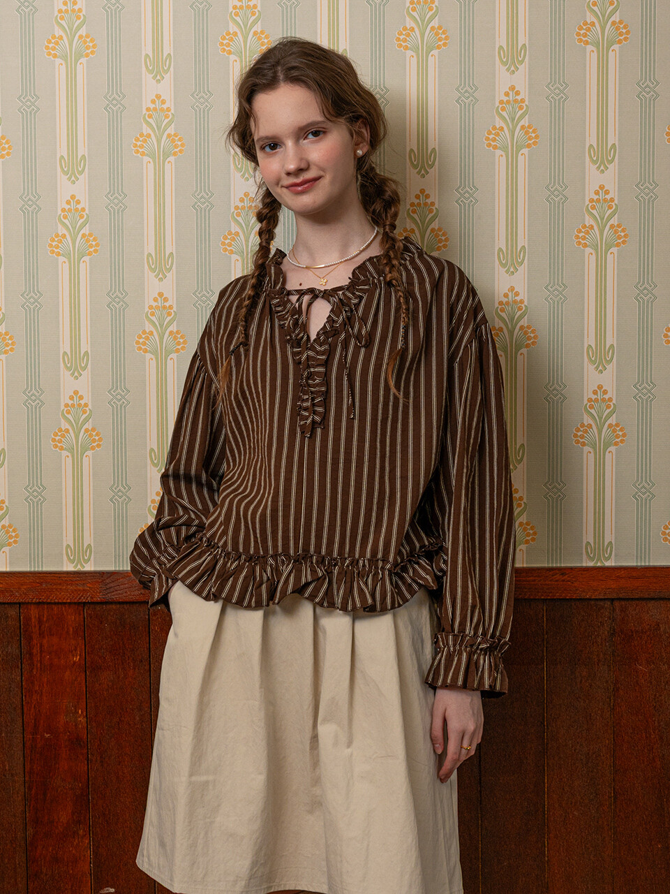 DD_Brown vertical striped shirt