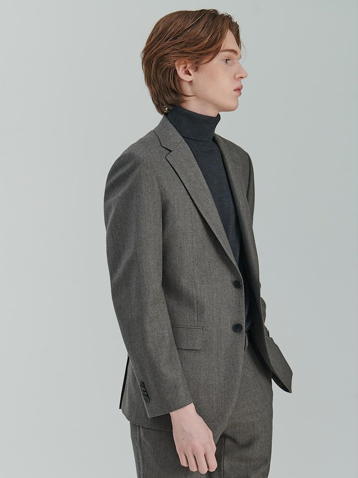 FABIO 브러쉬드 울 멜란지 레귤러핏 수트  베이지