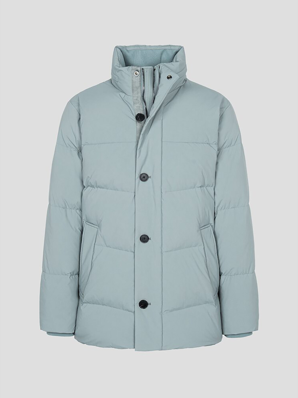 나일론 하이넥 미들 다운 점퍼  라이트 그린