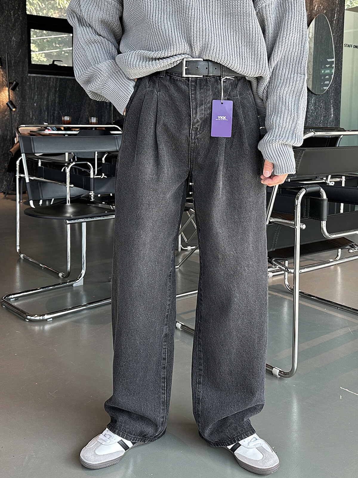 [2PACK] 더블턱 와이드 데님팬츠 (4color M-XL)