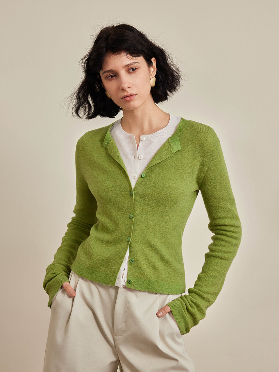 YY_Crew neck long thin cardigan_3color