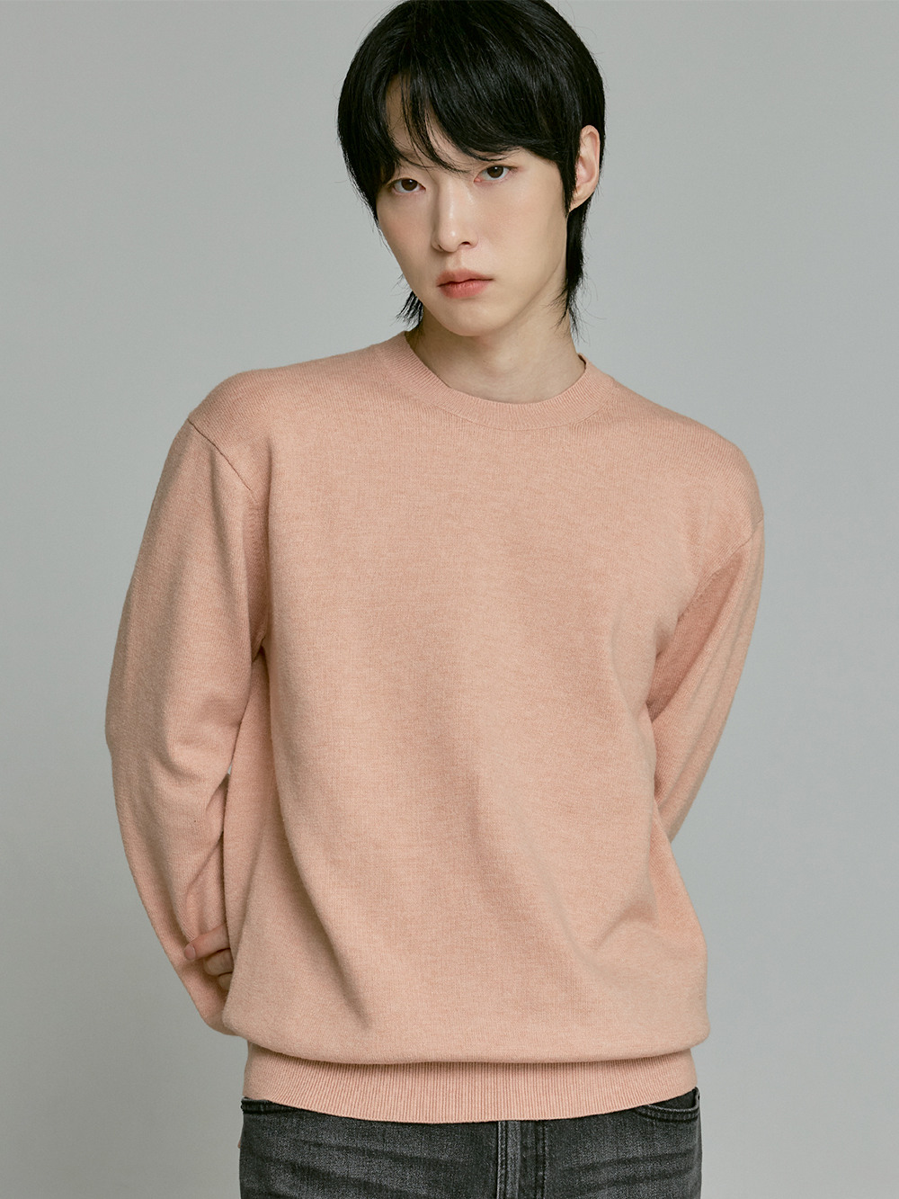 남녀공용 말랑니트 라운드넥 핑크_ZZ4SW070