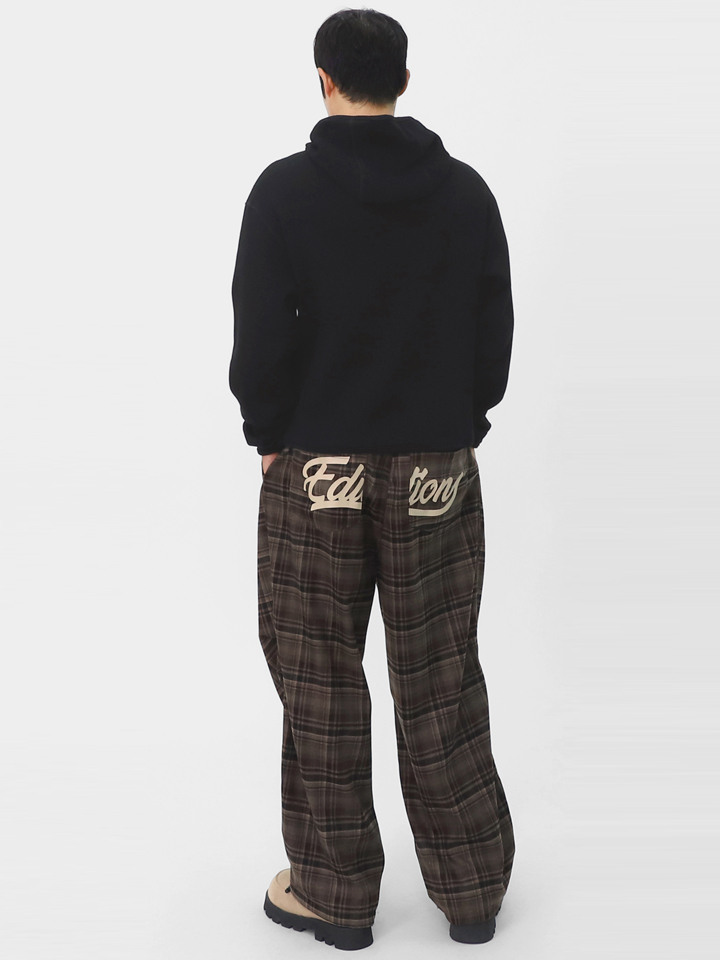 남성 레터링 벌룬 와이드핏 체크 밴딩 조거 팬츠 SCONP009