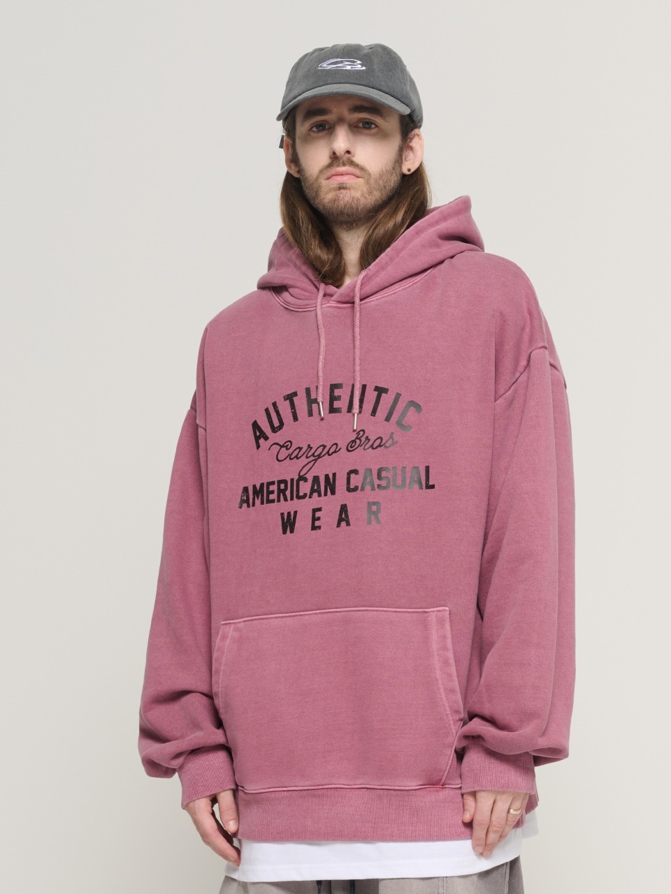 AMERICAN AUTHENTIC PIGMENT HOOD T-SHIRT (BURGUNDY)