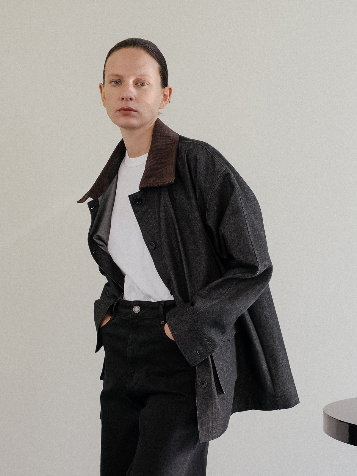블랙 데님 유틸리티 자켓