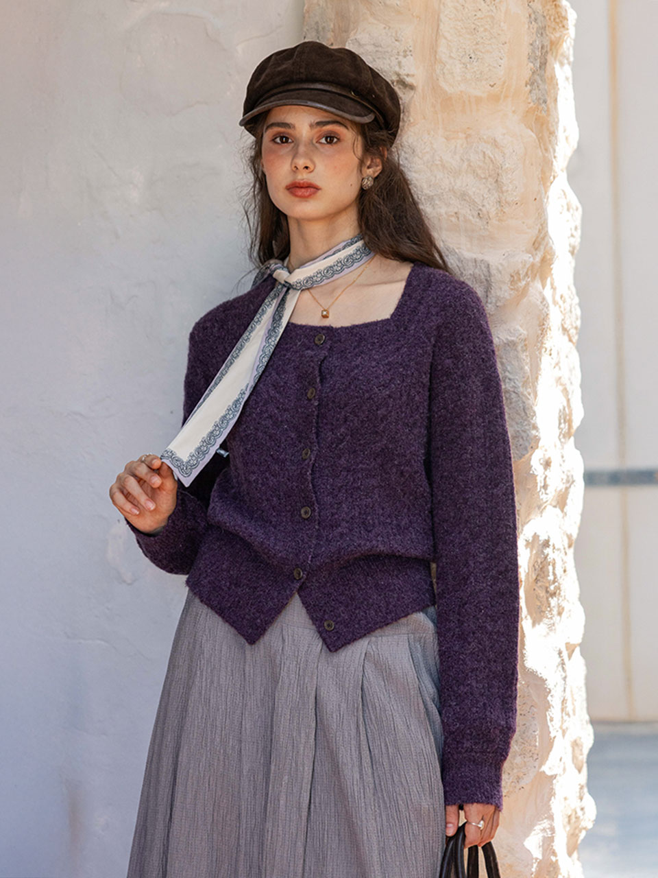 DA_Square collar cable cardigan_3color