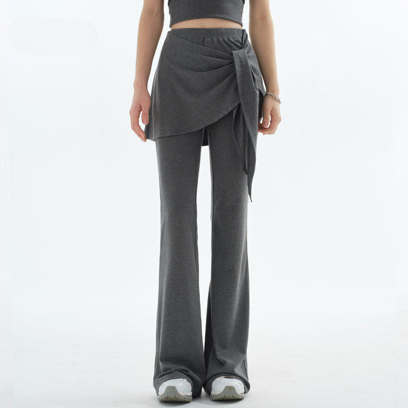 Y존 커버 매듭 랩 스타일 치마 부츠컷 팬츠