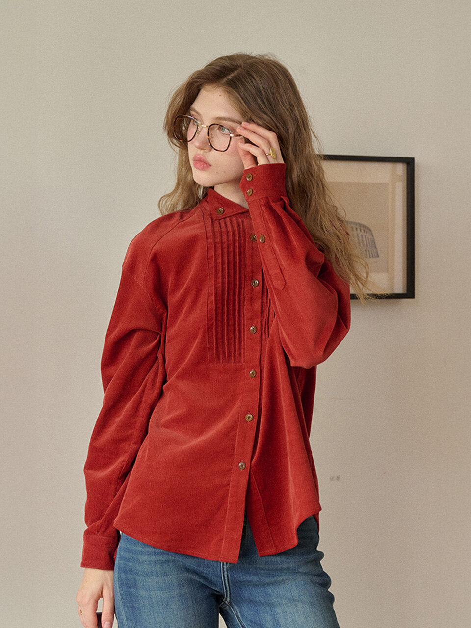 SR_Tied strip corduroy shirt_2color