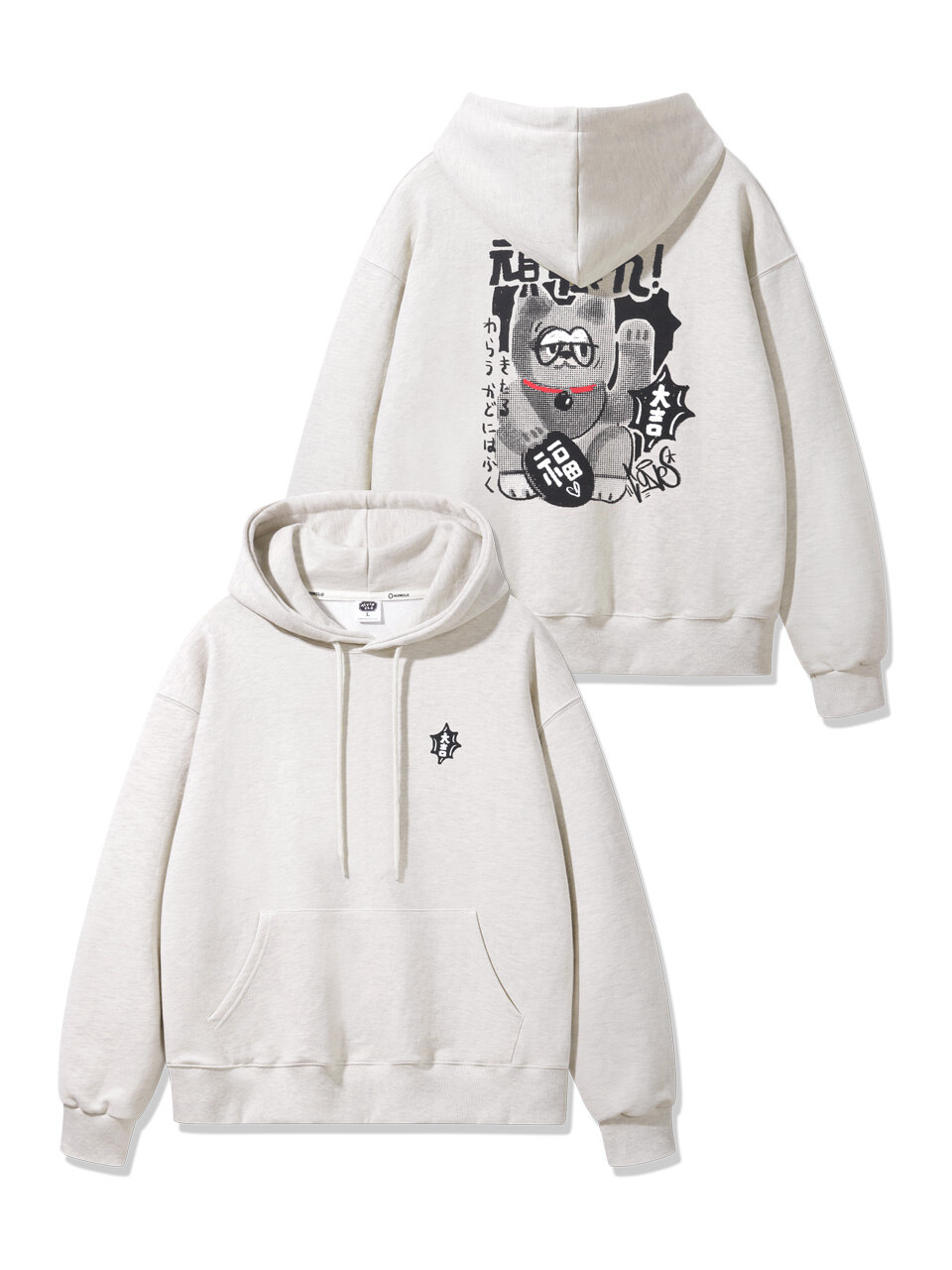 Ganbare Cat 오버핏 후드티 3color AVH327