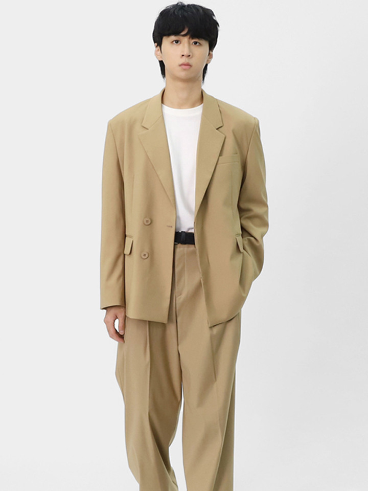 남성 데일리 테일러드 투버튼 오버핏 캐주얼 정장 세트 BYM019