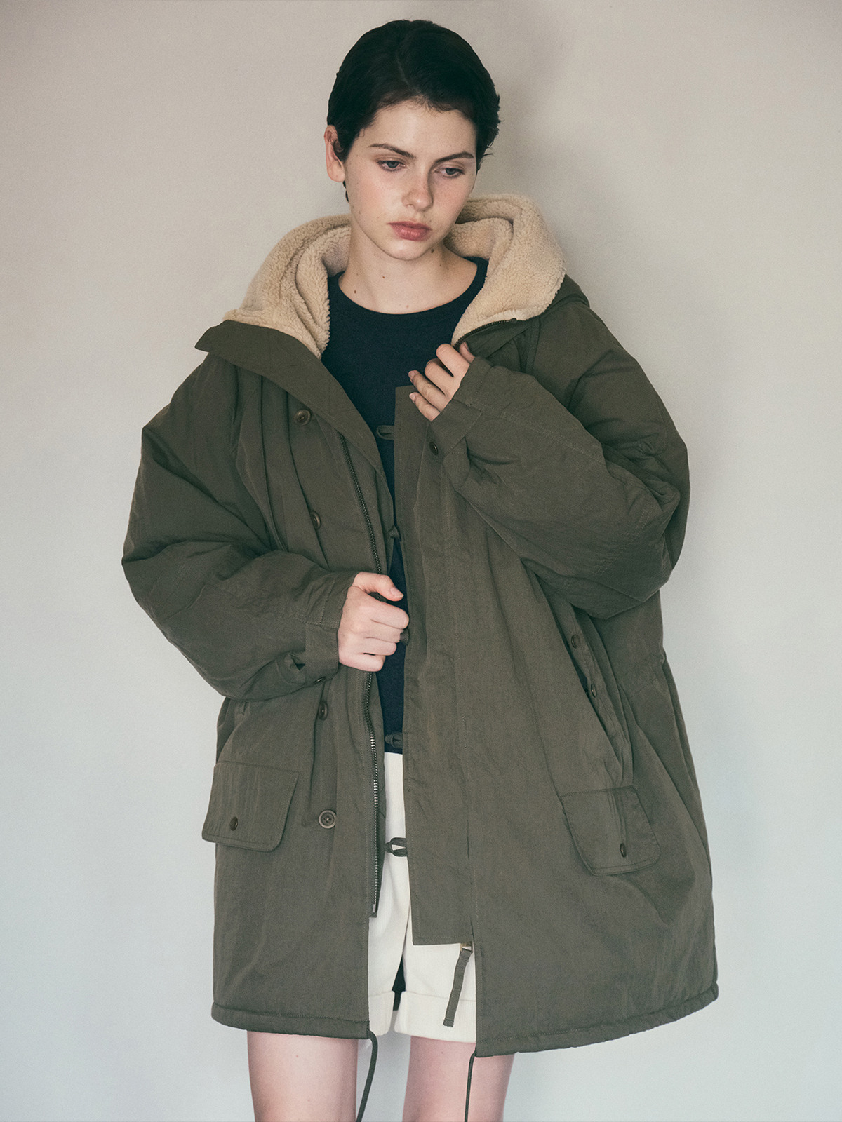 N-3B 피쉬테일 플라이트 덤블 패딩 야상 코트_KHAKI(WC25-OT05)