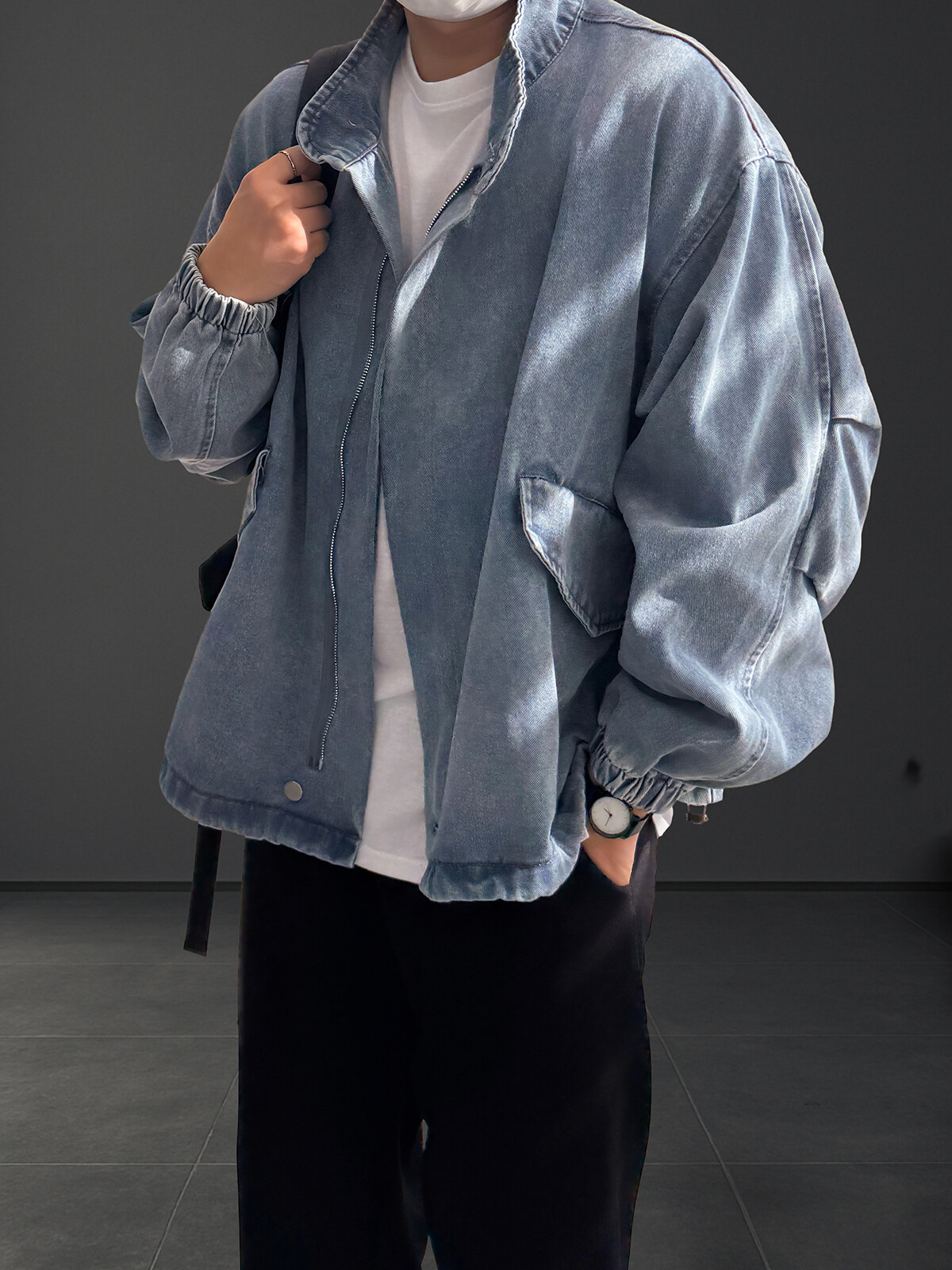 비비오 바이오워싱 차이나 바이커 데님 자켓 (2color)