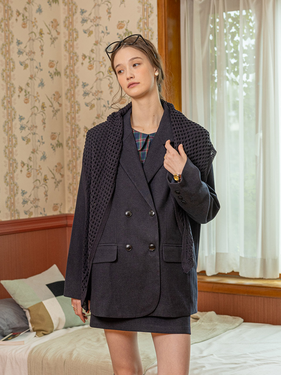 DD_Suit jacket and skirt shawl set_2color