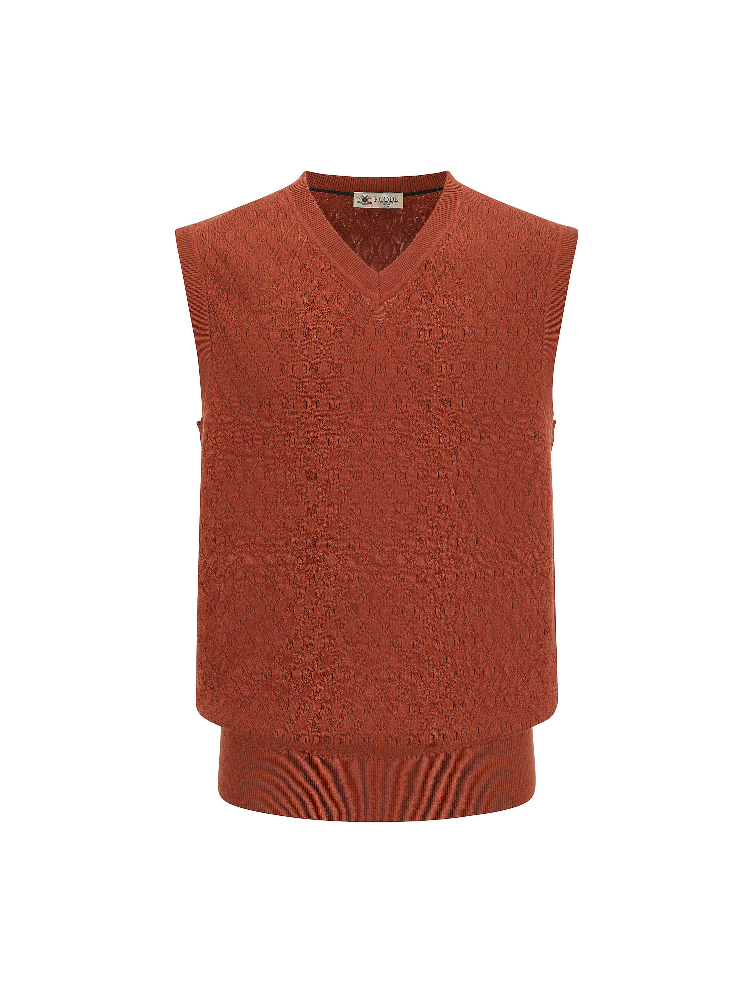 변형 아가일 조직 니트 베스트 오렌지 (AM0FTSV35166)