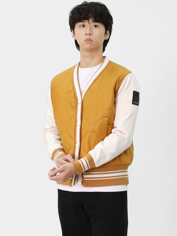 남성 간절기 니트믹스 다이아 퀼팅 자켓 BOBT047