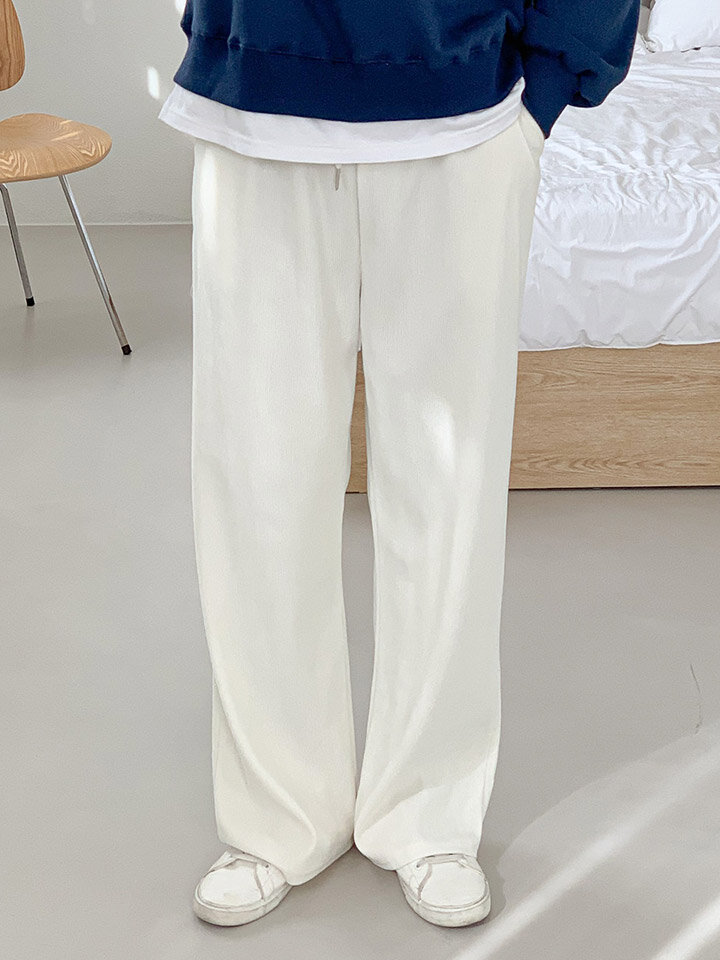 남여 봄 코듀로이 골지 와이드 밴딩팬츠