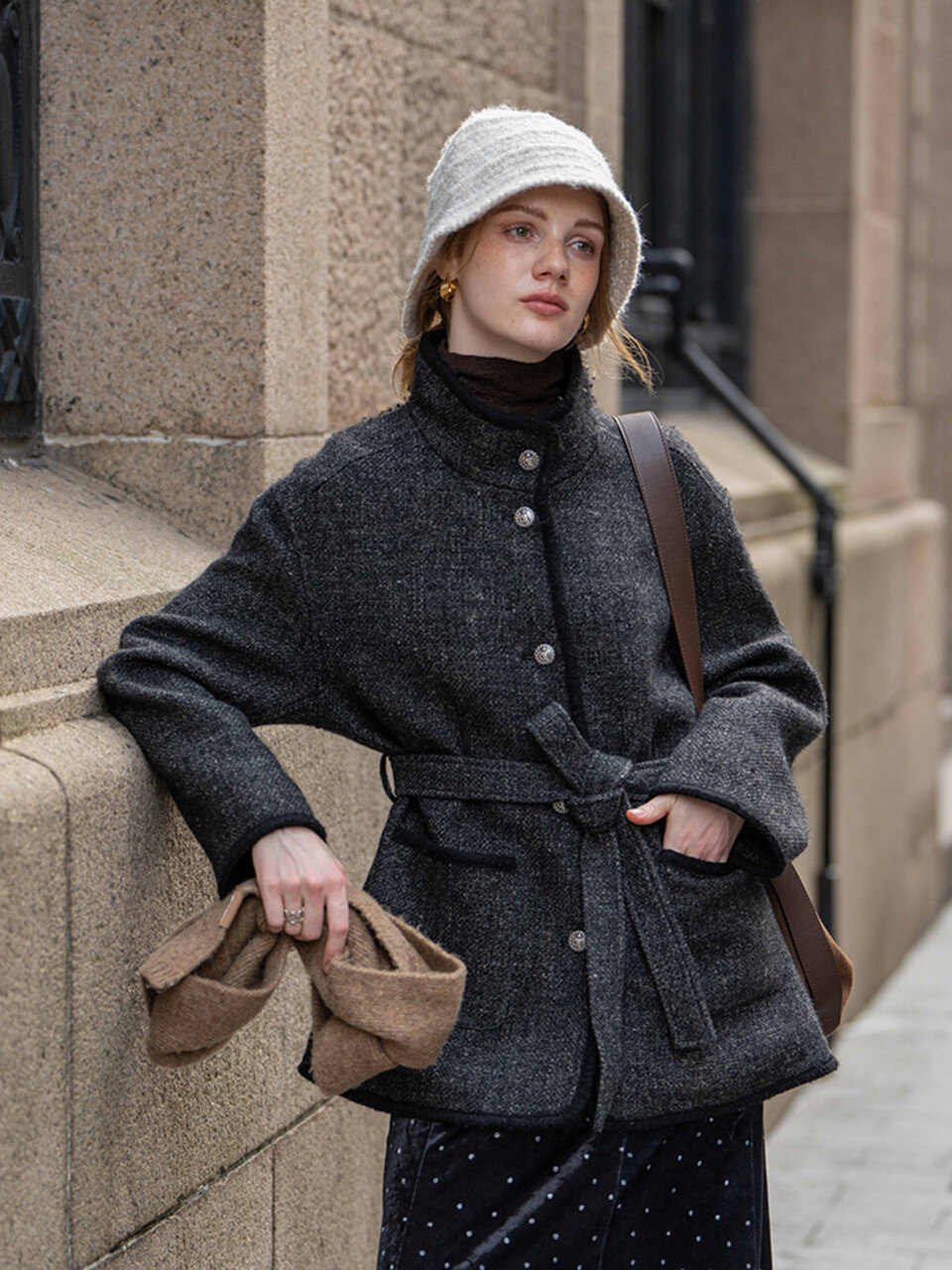 DA_Single-sided tweed coat_2color