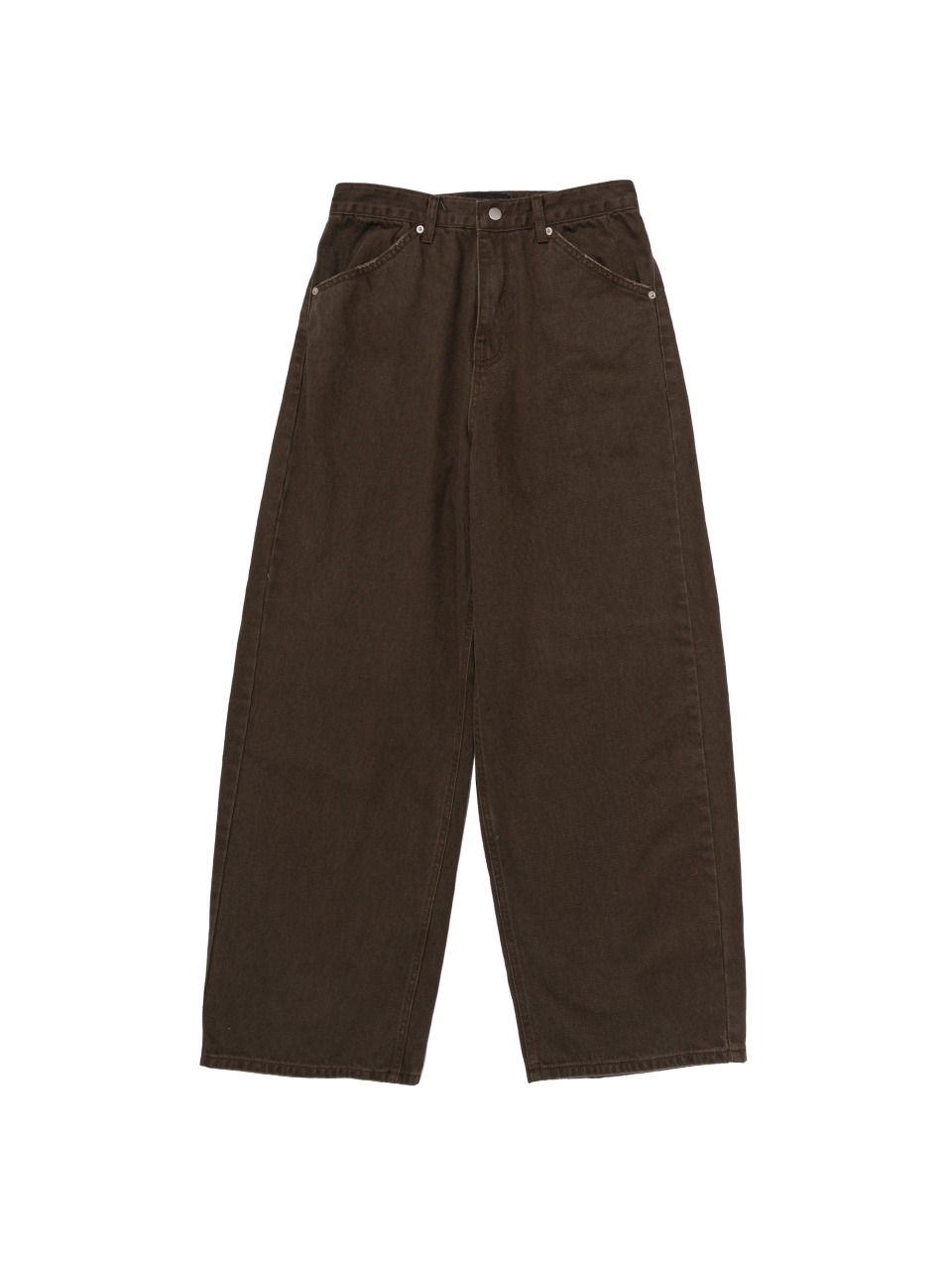 VINTAGE COTTON WIDE CURVED DENIM PANTS (BROWN)